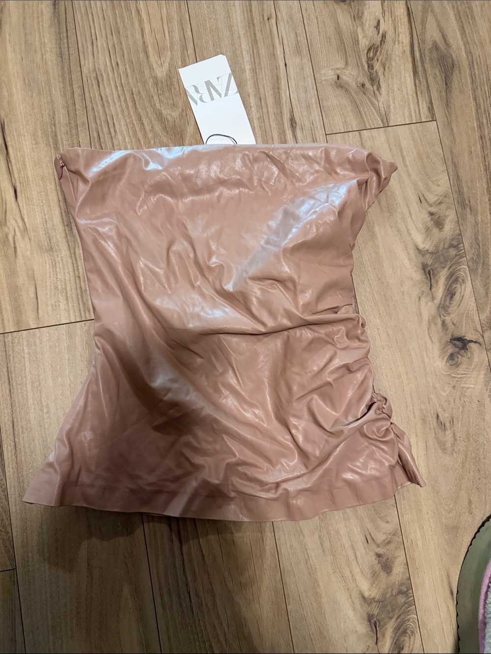 Zara Blush Faux Leather Strapless Tube Top